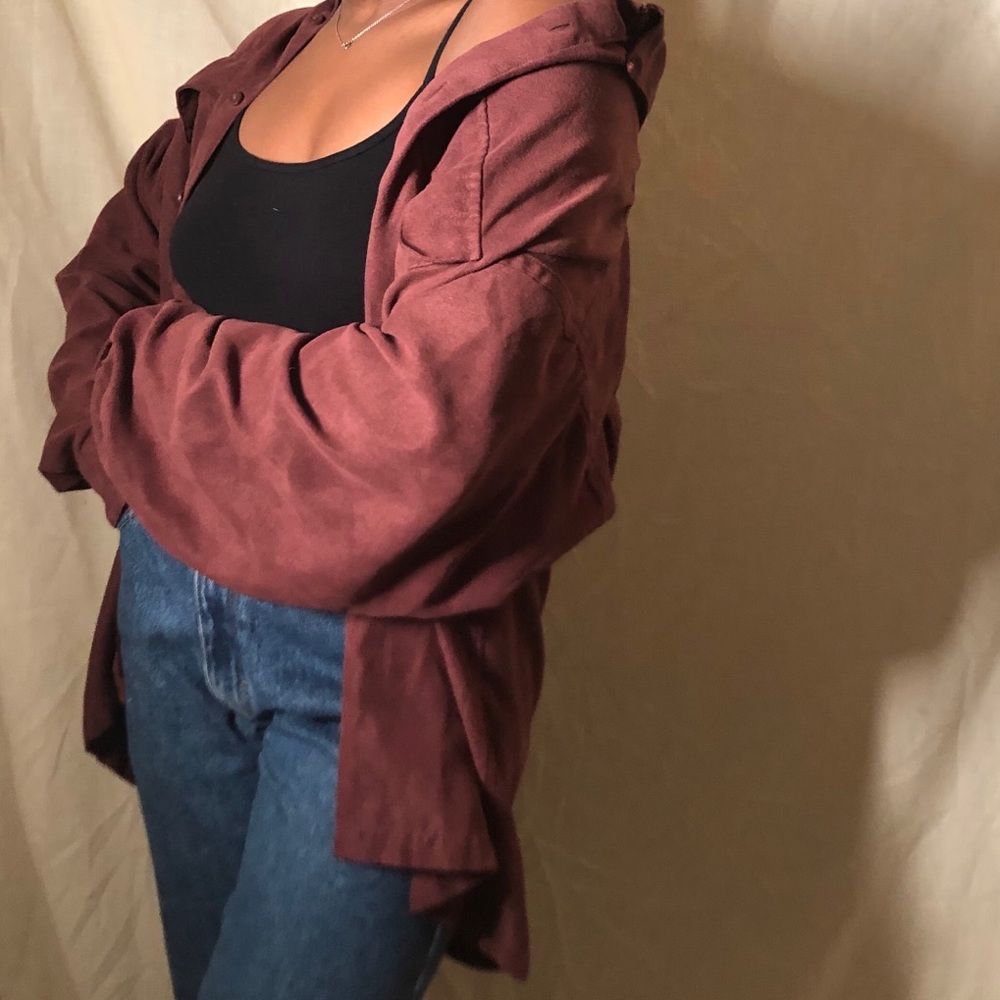 Oversized Suede Button Down